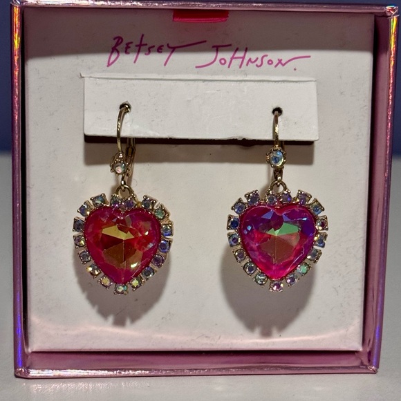 Betsey Johnson Jewelry - Betsey Johnson Heart Crystal Earrings NIB